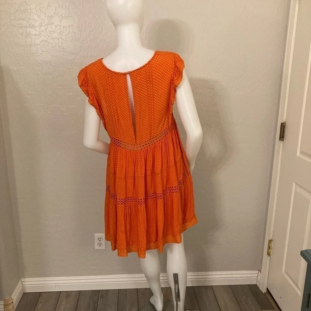 Free People Retro Kitty Crotchet Trim Dress Coral Size Small